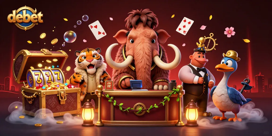 Experience debet's vibrant casino world with cartoon characters and dynamic gaming elements.