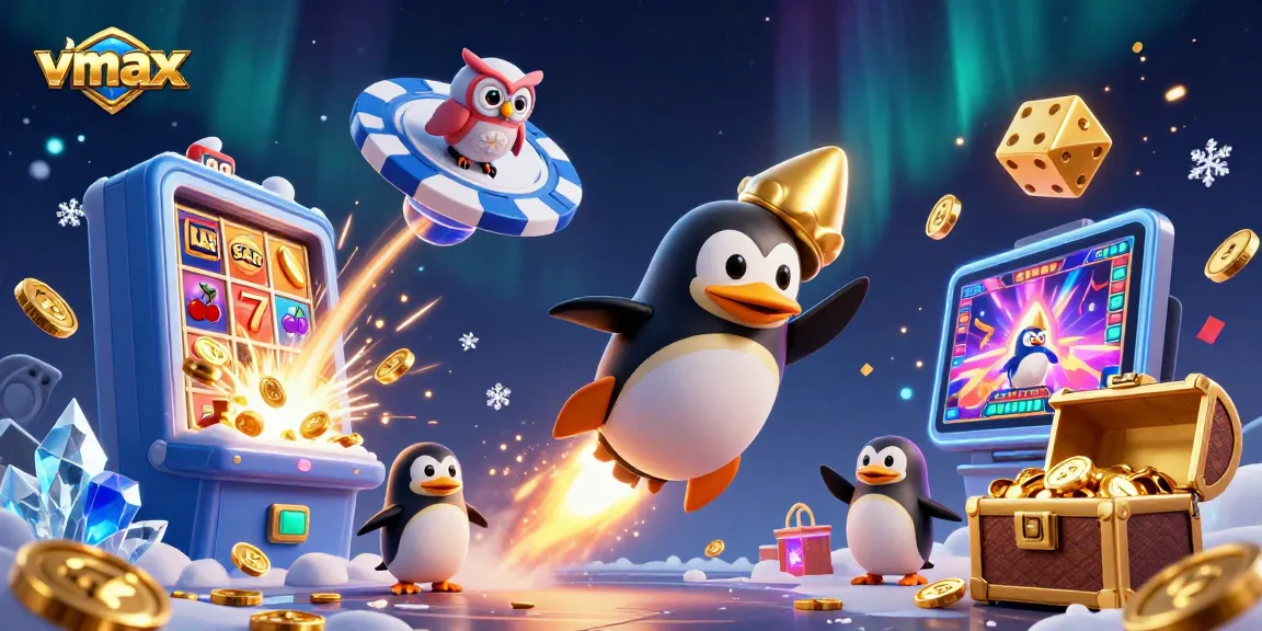 Experience thrilling vmax casino action with a rocket-powered penguin and dazzling slots.