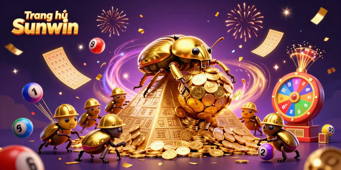 Bet on winning strategies with Trang chủ Sunwin's massive golden beetle illustration rich in casino elements.