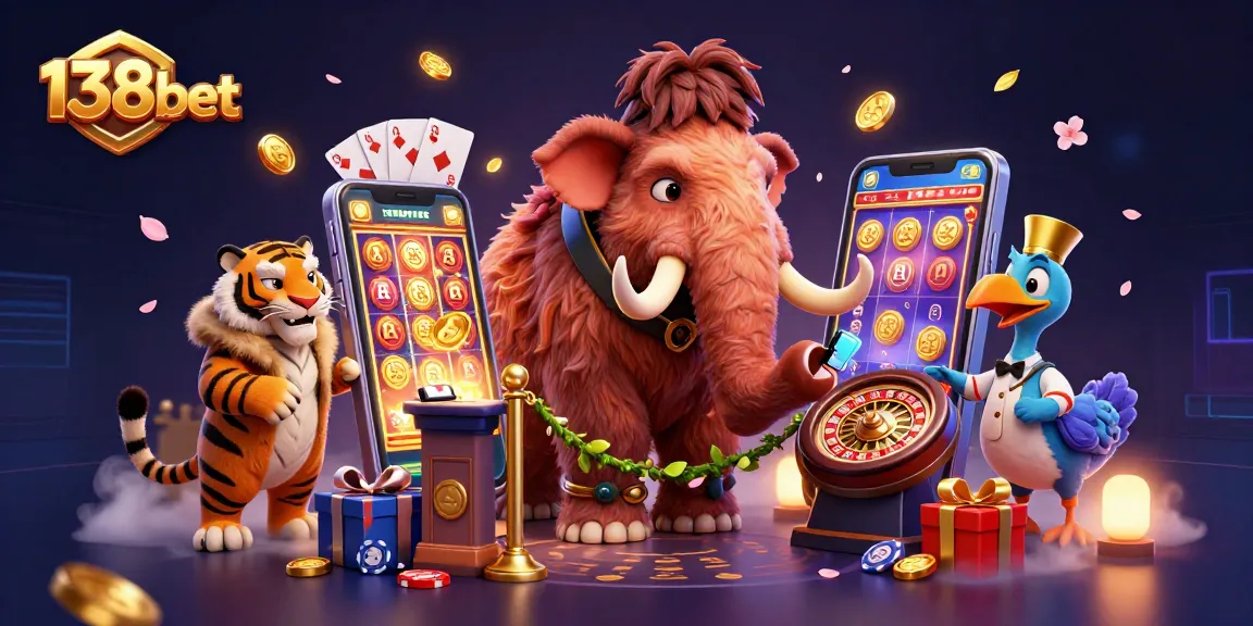Experience 138bet with a vibrant casino scene featuring unique characters engaging in exhilarating gaming activities.