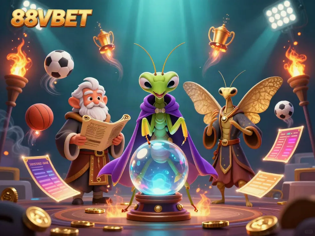 Experience the thrill of 88VBET with vibrant sports betting visuals and engaging cartoon characters.