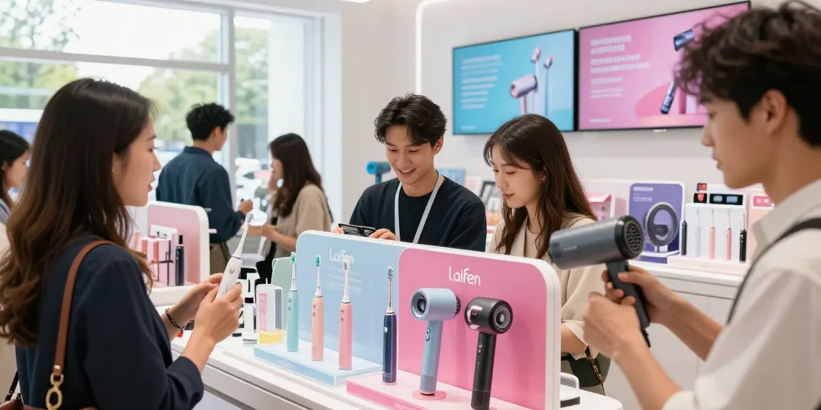 Laifen Prime Day Sale mit modernen elektrischen Zahnbürsten und Haartrocknern in einem einladenden Geschäft.