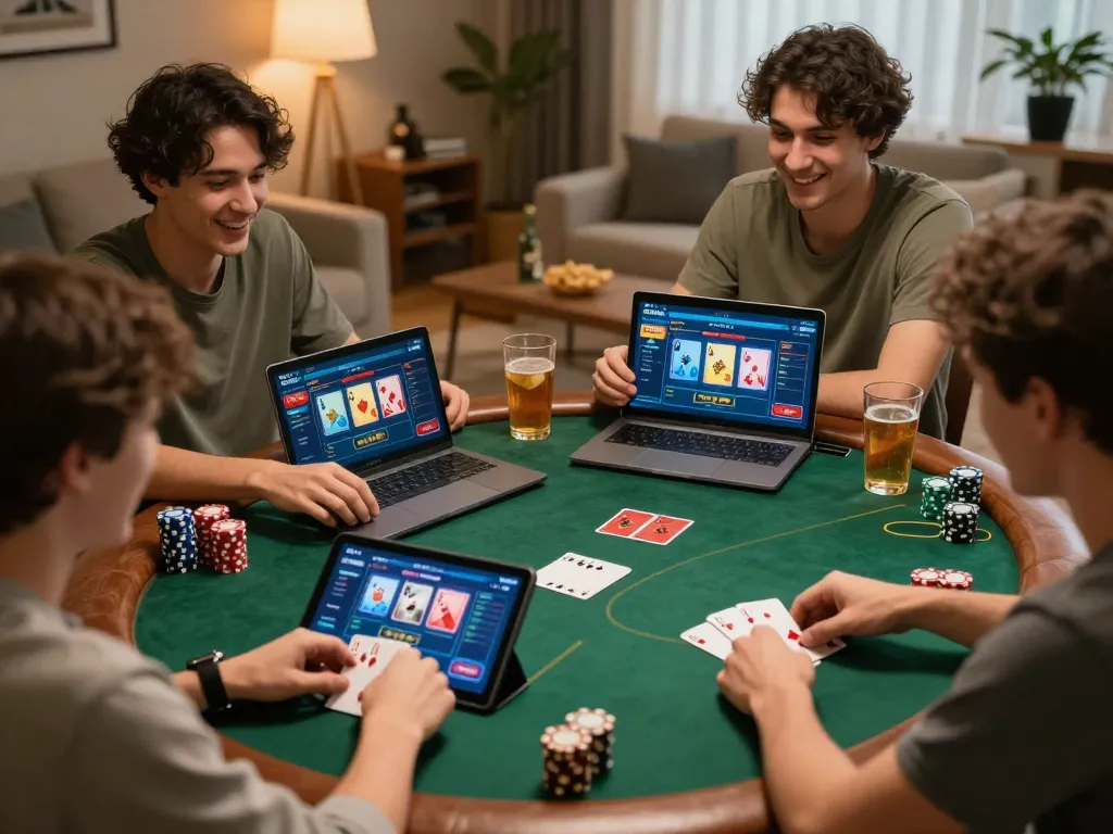 Players enjoying a competitive online poker game on 58Win, showcasing strategic gameplay and interaction.