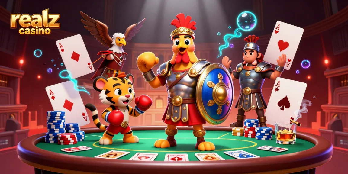 Experience exciting gameplay at realz casino with a vibrant scene featuring characters and gaming elements.