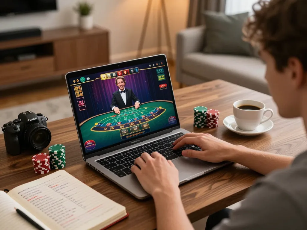 Chơi LUCK8 trực tuyến với trò chơi blackjack trực tiếp trên máy tính xách tay, thể hiện lối chơi chiến lược.