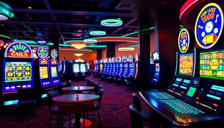 Play exciting games at online casinos ohne deutsche lizenz, featuring vibrant lights and thrilling slot machines.