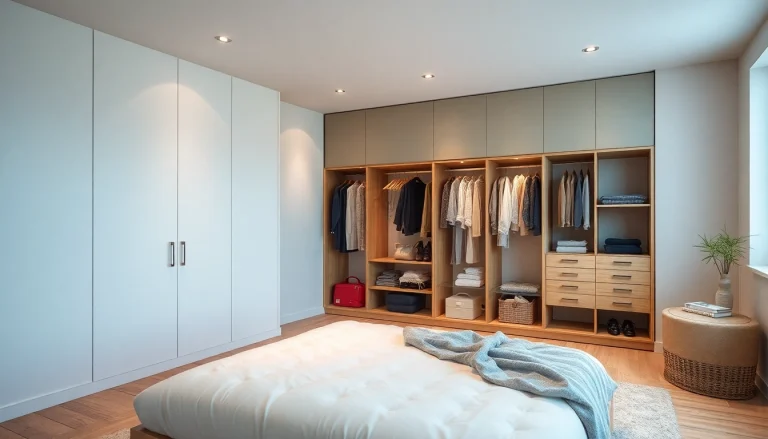 Kleiderbügel 100 Stück präsentiert in einem eleganten Schlafzimmer, stilvoll organisiert und praktisch.