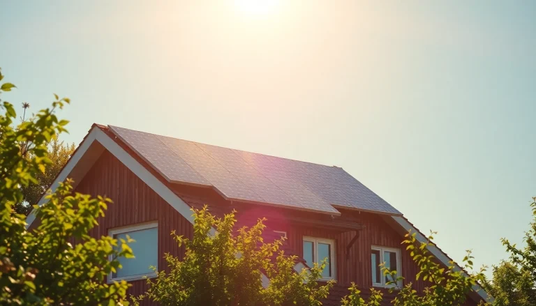 Erleben Sie die Installation einer Photovoltaikanlage kaufen Montage inklusive auf einem modernen Dach mit strahlendem Sonnenschein.