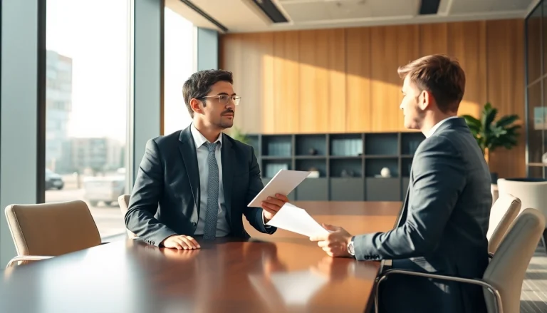 Headhunter führt ein Gespräch mit einem Kandidaten in einem modernen Büro.