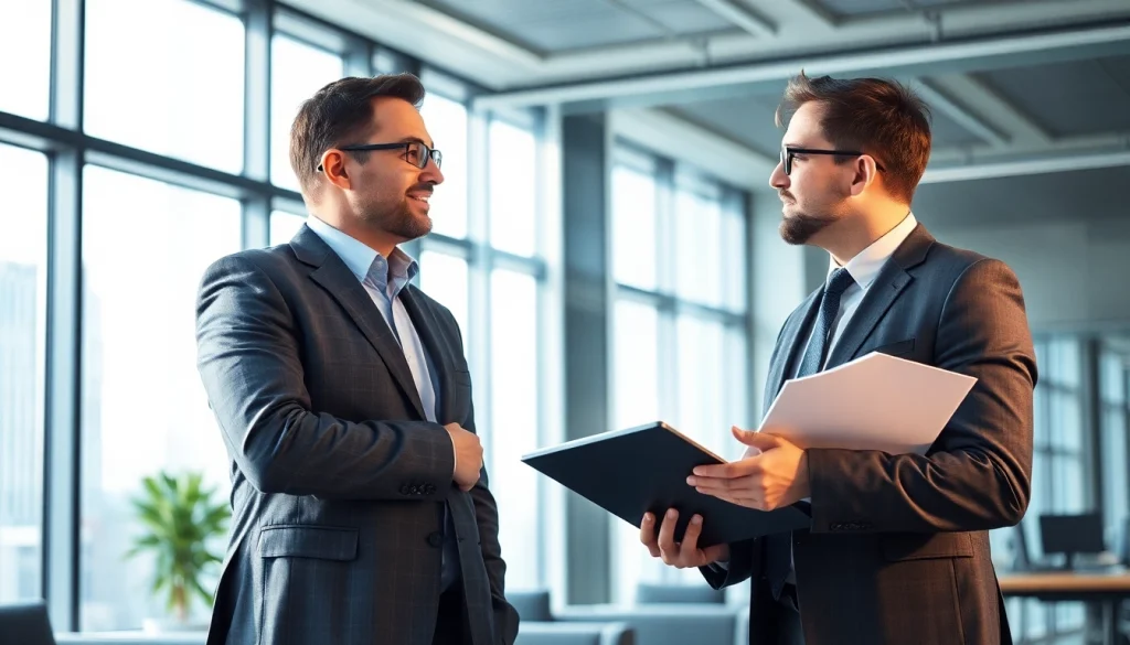 Interagieren zwischen Headhunter CEO und einem CEO in einem modernen Büro.