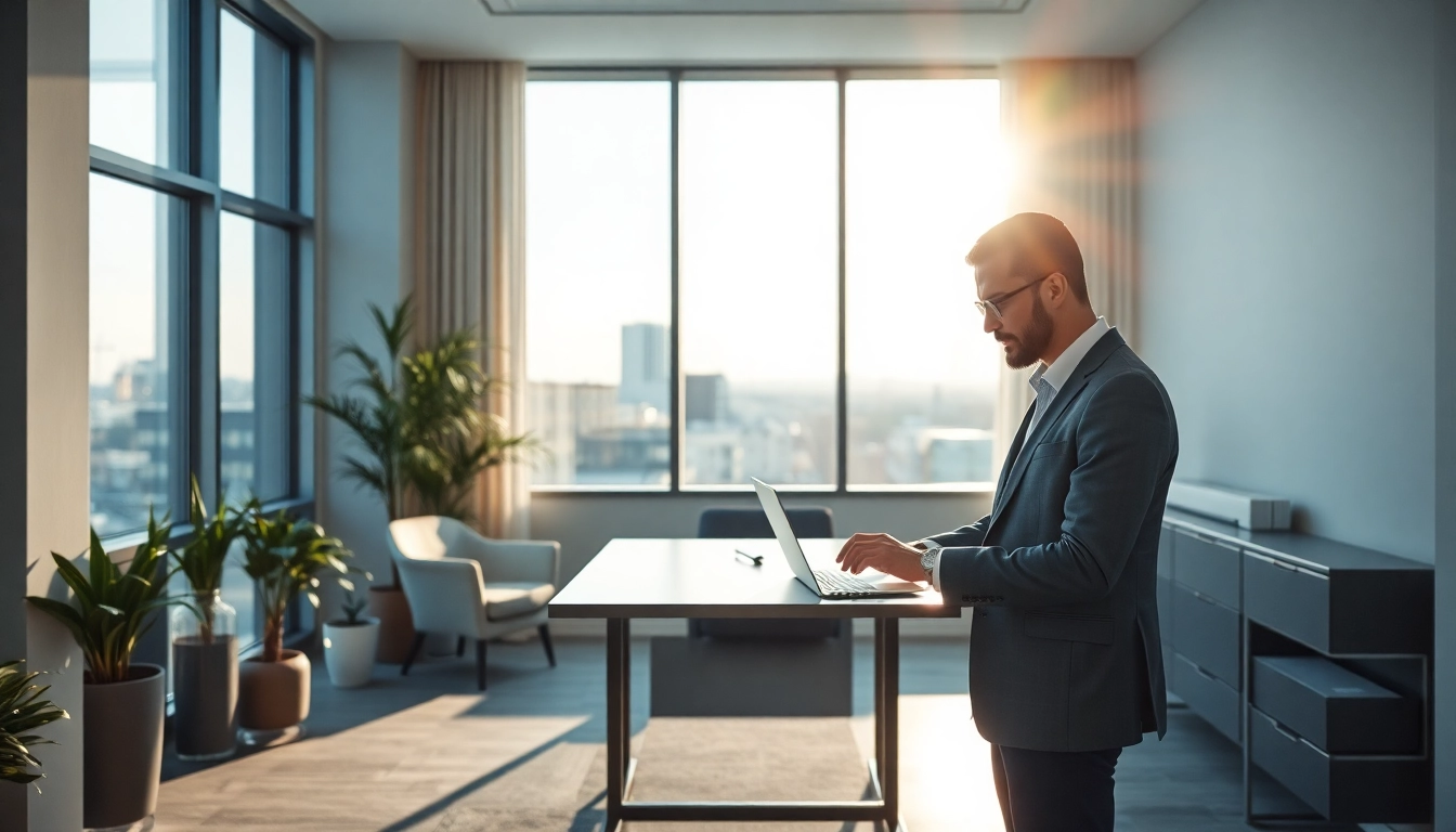 Headhunter Saarbrücken am Arbeitsplatz, engagiert bei der Personalvermittlung in einem modernen Büro.