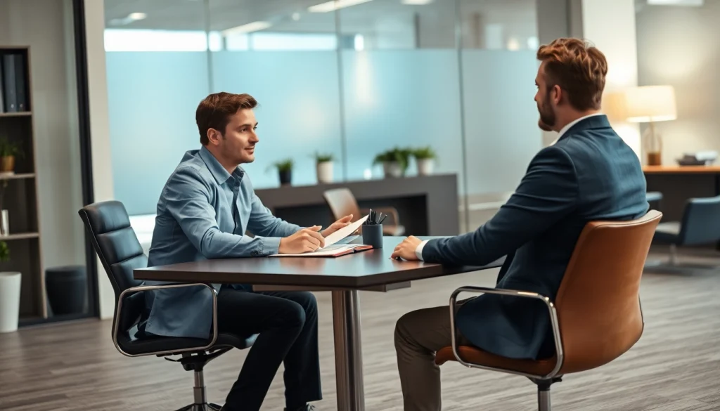 Headhunter Hannover trifft Kandidaten in modernem Büro für effektives Recruiting.