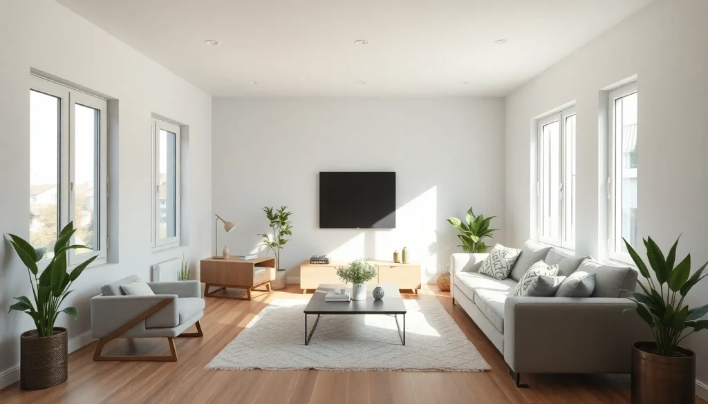 Inspirierende Raumgestaltung in einem modernen Wohnzimmer mit harmonischen Farben und natürlichen Lichtquellen.