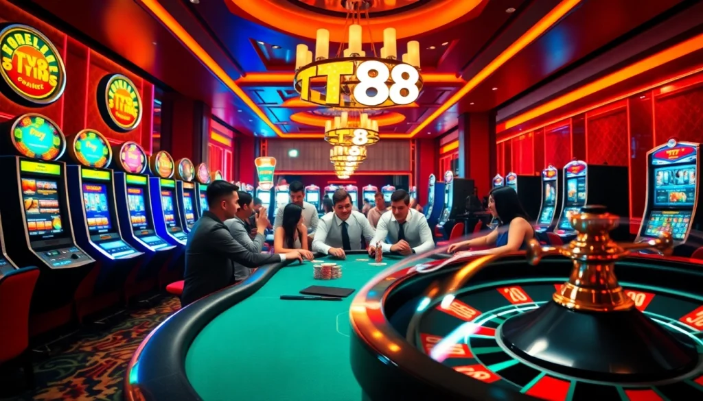 Experience the thrill of gambling at TT88's luxurious casino, featuring poker and roulette.