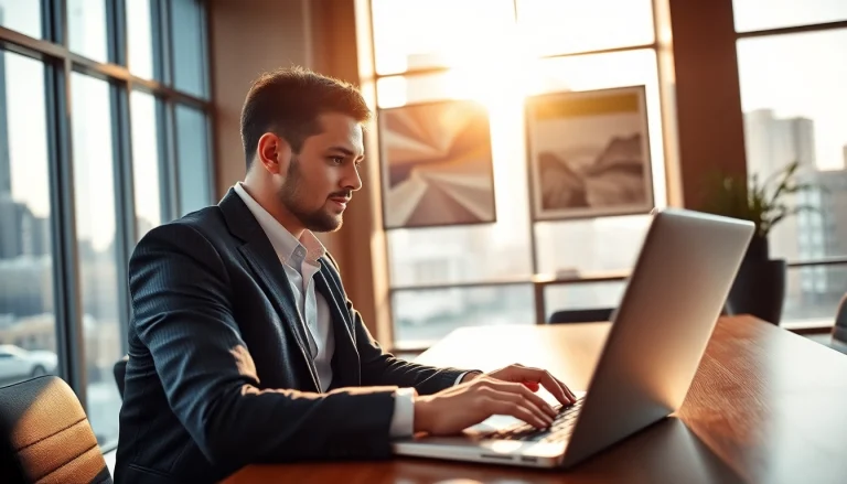 Headhunter Schweiz analysiert Bewerberprofile in modernem Büro mit Stadtblick.