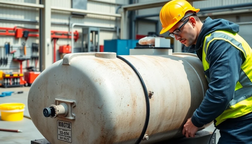 Kunststoff Batteritank demontieren bei einem sicheren und sauberen Arbeitsumfeld.