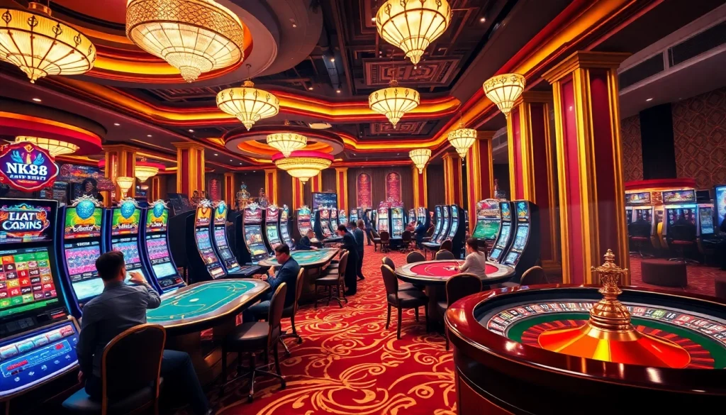 Experience thrilling games at nk88 trang chủ with vibrant poker tables and exciting slot machines.