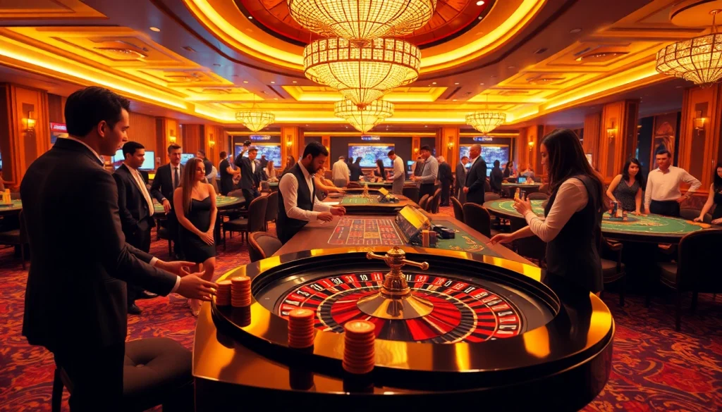 Kuwin vip gamblers enjoying high-stakes action at a luxurious casino table with vibrant poker chips.