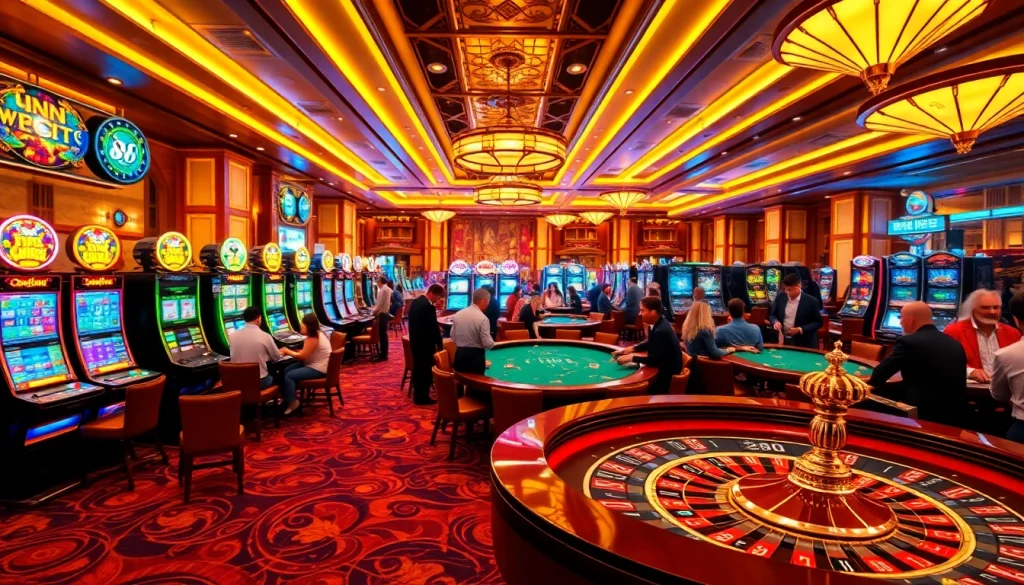 Experience the excitement of Sc88 Trang Chủ with lively casino tables and vibrant gaming atmosphere.
