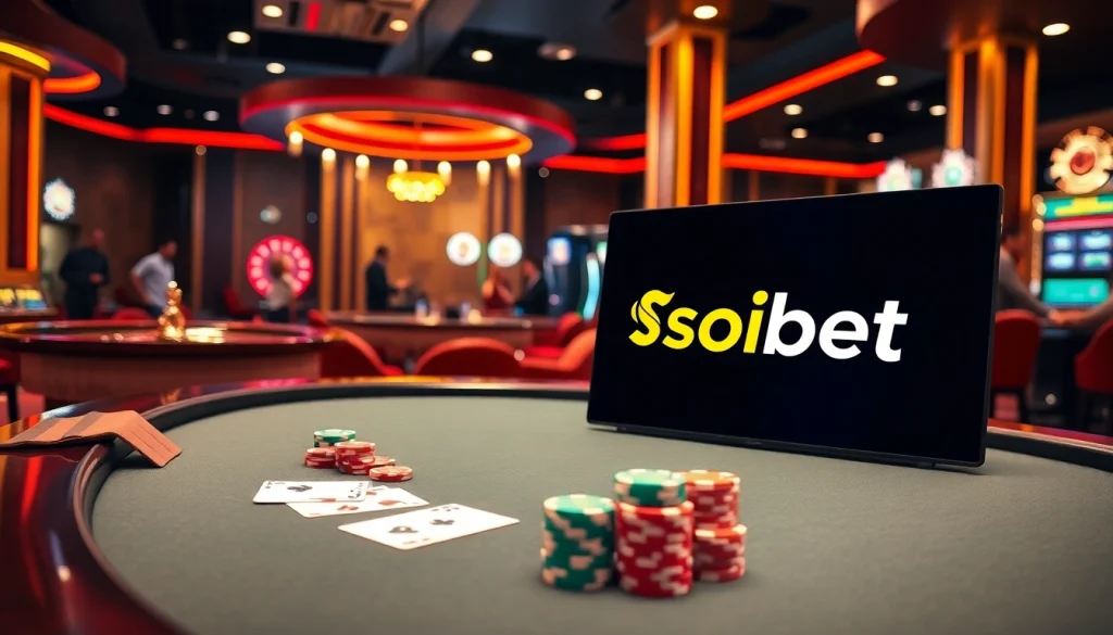 Experience excitement at เว็บ soibet with poker chips and vibrant slot machines.