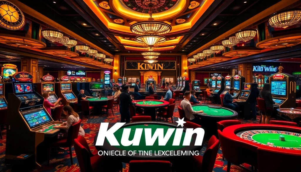 Kuwin's exciting casino layout highlighted by dynamic players enjoying diverse games.