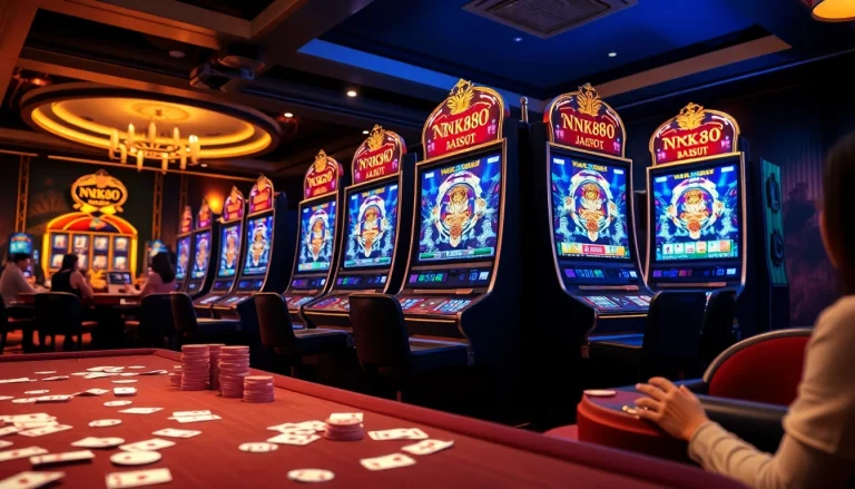 Players engaging with the thrilling slot machines at https://nk88s.com/no-hu-nk88/ for a chance at the jackpot.