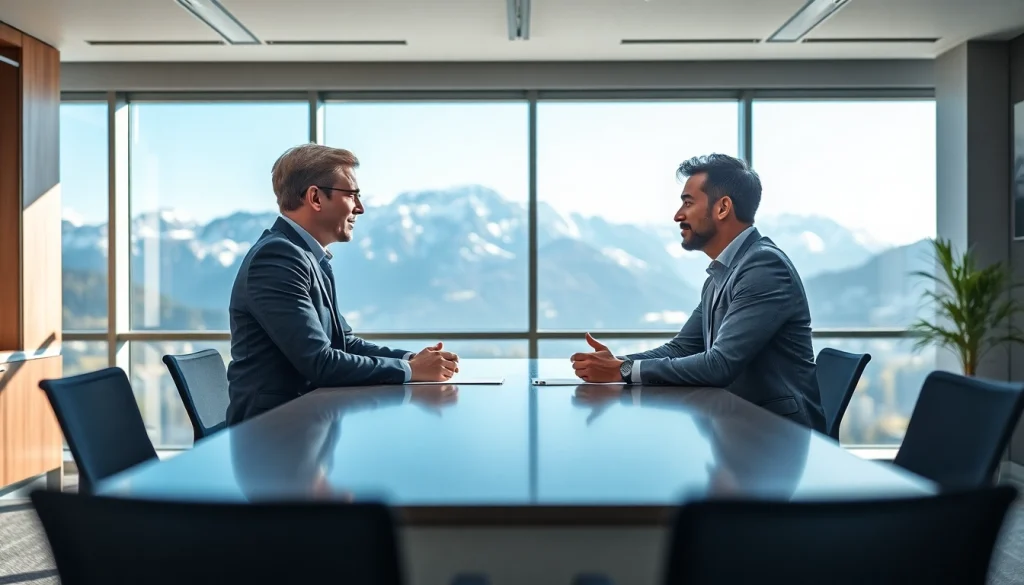 Headhunter Schweiz analysiert Kandidaten bei einem Gespräch im modernen Büro