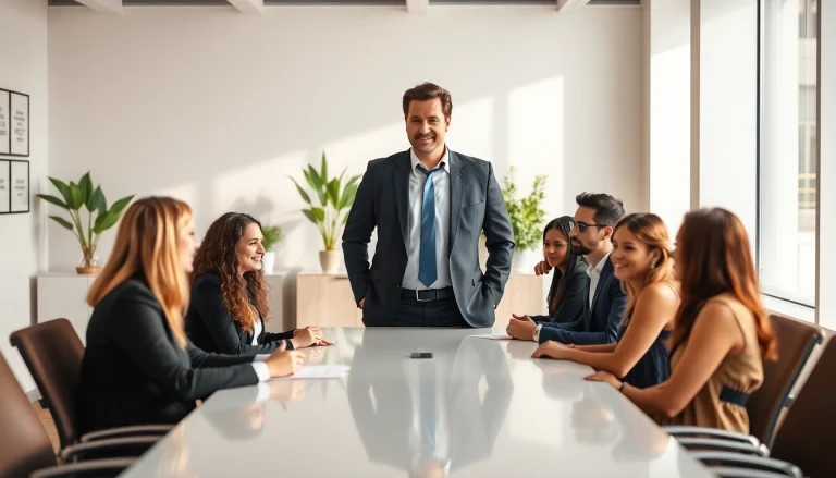 Headhunter in a modern office engaging diverse candidates for career opportunities