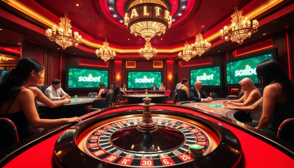 Players enjoying thrilling games at เว็บ soibet casino, immersed in an exciting gambling atmosphere.