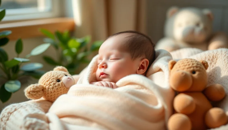 Neugeborenen Babyshooting mit einem friedlich schlafenden Baby in einem behaglichen Studio.