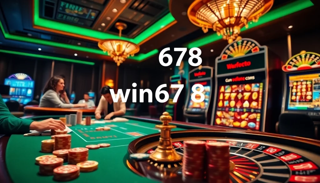 Experience the thrill of win678's luxurious slots and poker tables in action.