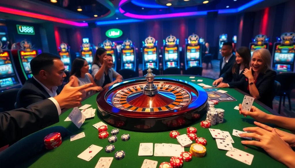 Experience excitement on the u888 page with thrilling casino action at a luxury roulette table.