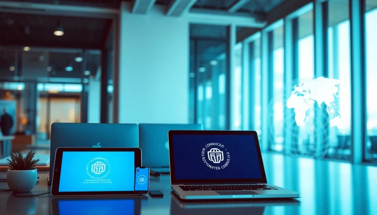 快连官网在专业工作空间的现代设备上显示。