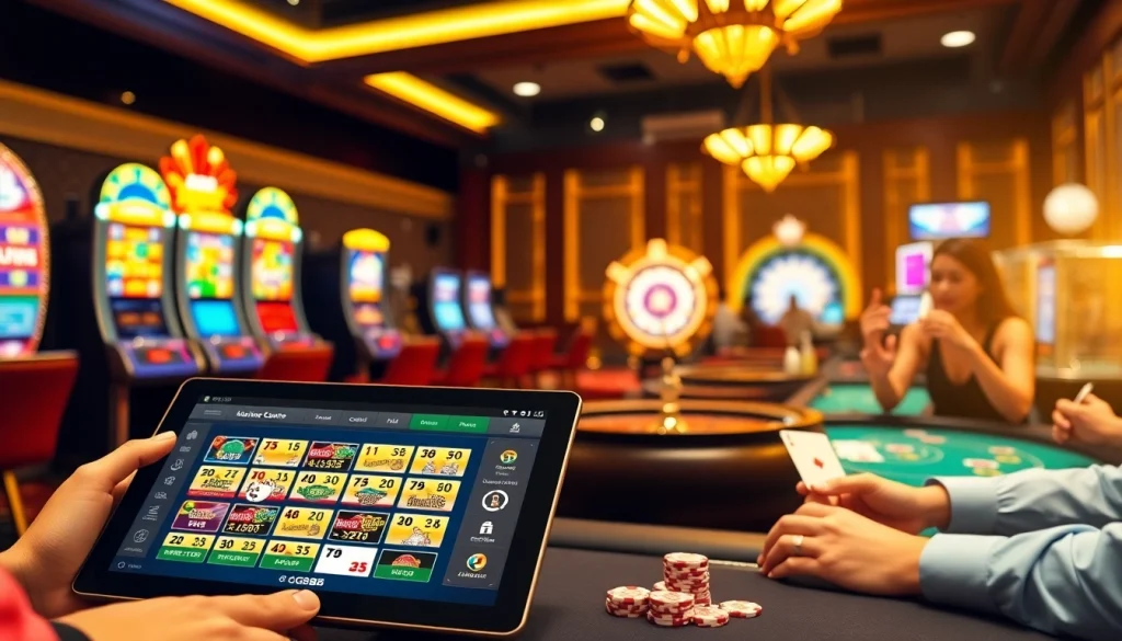 Experience the excitement of GG88 casino gaming with vibrant tables and slot machines.