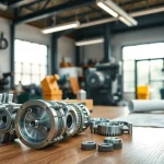 Präzise cnc drehteile auf einem Werkstatttisch, umgeben von Werkzeugen der Metallverarbeitung.