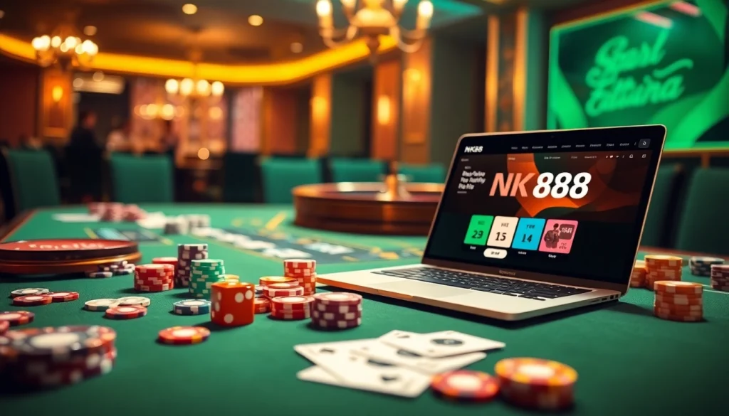 Experience the thrill of betting with NK88 at a luxurious casino table.