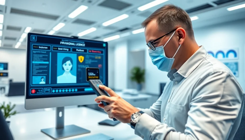 Automatisierte elektronische Führerscheinkontrolle in einem modernen Flottenmanagement-Büro.